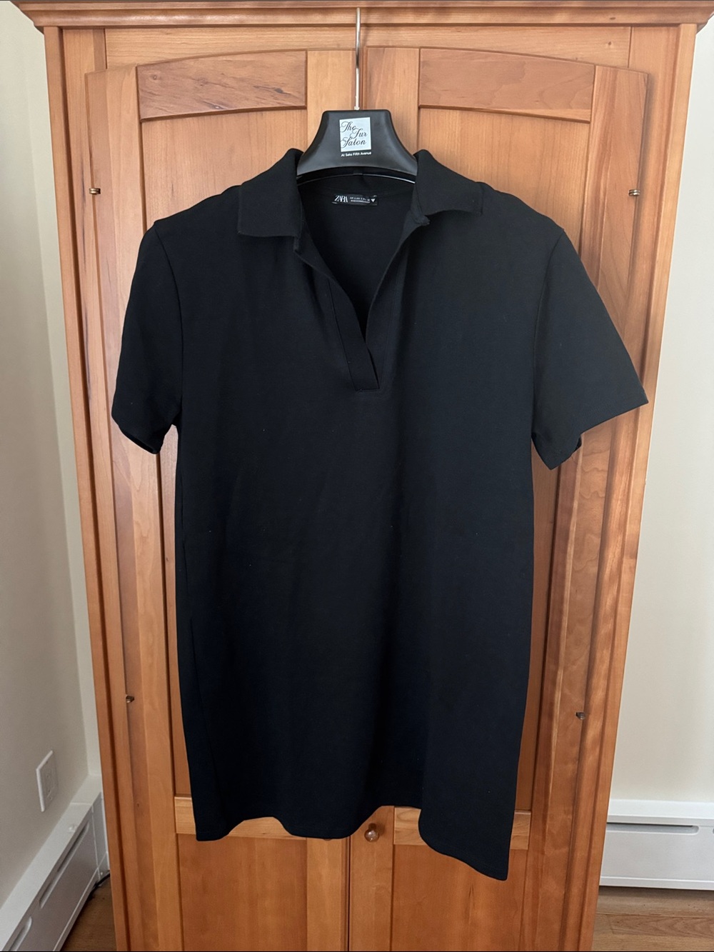 Zara Black Short-Sleeve Polo Dress